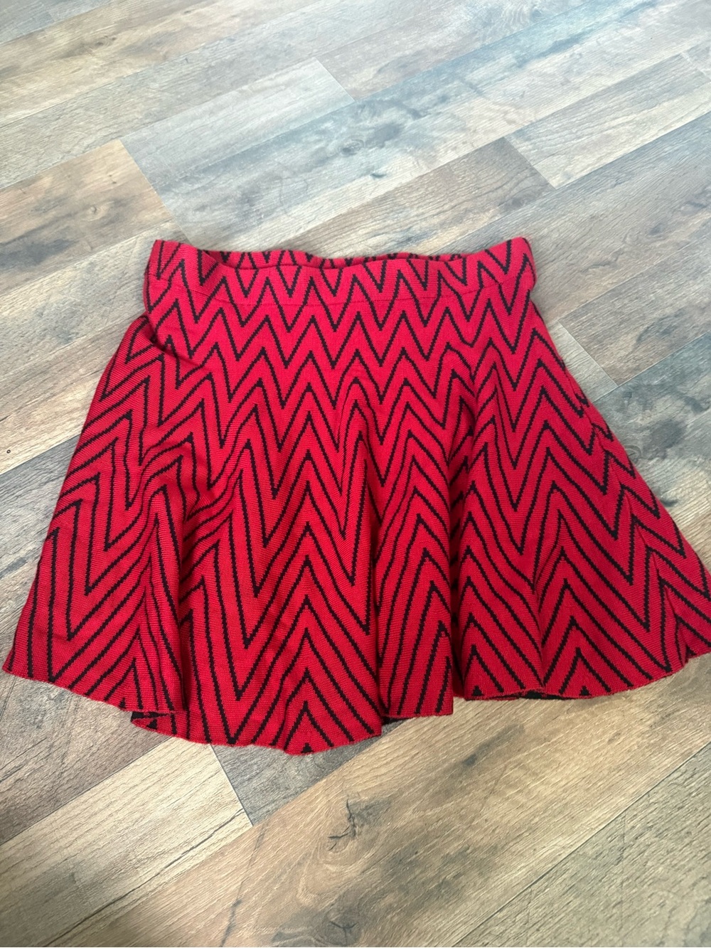 Candie's Red and Black Chevron Skater Skirt